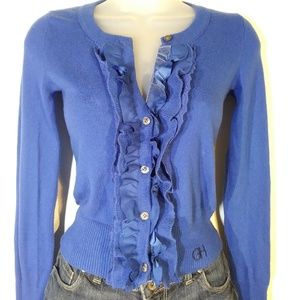Gilly hicks sweater cardigan royal blue ruffle XS